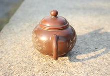 Load image into Gallery viewer, 205ml Shuiping Nixing Teapot with Lotus Carving by Li Changquan and Calligraphy by Qiu Yi Feng