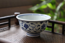 Load image into Gallery viewer, 110ml Flower Pattern Qinghua Jingdezhen Porcelain Wide Teacups