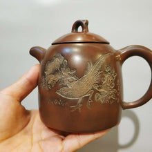 Load image into Gallery viewer, 300ml Nixing Qinquan Teapot with Carvings of Bird by Li Changquan