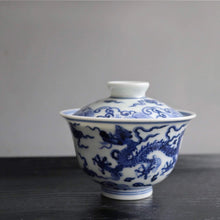 Load image into Gallery viewer, 150ml Dragon Qinghua Fanggu Jingdezhen Porcelain Gaiwan