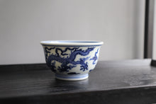 Load image into Gallery viewer, 128ml Dragon Qinghua Fanggu Jingdezhen Porcelain Teacup