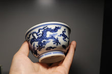 Load image into Gallery viewer, 128ml Dragon Qinghua Fanggu Jingdezhen Porcelain Teacup