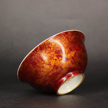 Load image into Gallery viewer, Gold and Red Lacquerware White Porcelain Teacup from Jingdezhen, 85ml