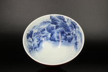 Load image into Gallery viewer, 100ml Jihong Glaze Qinghua Porcelain The World in a Cup, Chicken Heart Teacup 青花霁红国画杯
