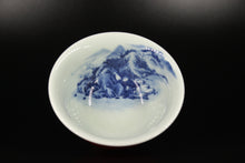 Load image into Gallery viewer, 115ml  Jihong Glaze Qinghua Porcelain The World in a Cup, Yashou Teacup 青花霁红国画杯