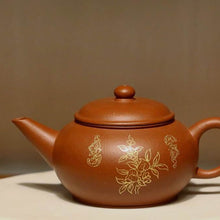 Load image into Gallery viewer, Zhuni Shuiping Yixing Teapot with Gold Flowers, 朱泥描金水平 120ml