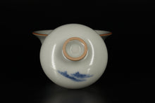 Load image into Gallery viewer, Qinghua Landscape on Moon White Ruyao Gaiwan 青花月白汝窑盖碗