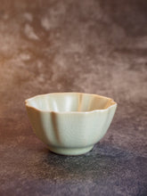 Load image into Gallery viewer, 100ml Renaissance Series Ruyao Sunflower Teacup 汝窑复古釉葵口杯
