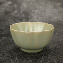 Load image into Gallery viewer, 100ml Renaissance Series Ruyao Sunflower Teacup 汝窑复古釉葵口杯
