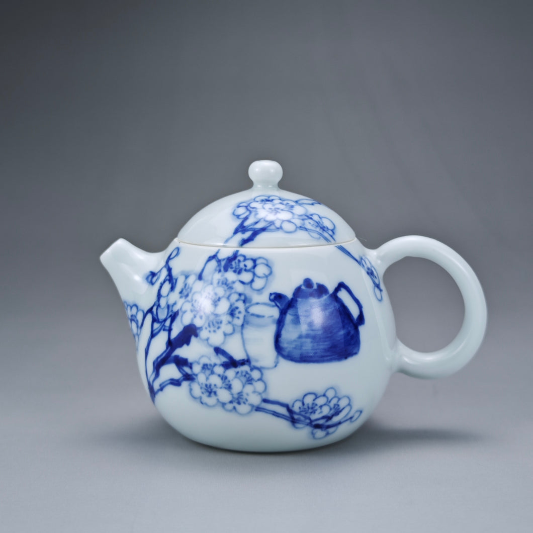 100ml Fully Handmade Qinghua Jingdezhen Fine Porcelain Teapot by KuangShi 耕隐艺品匡石手绘龙蛋壶