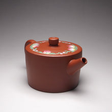 Load image into Gallery viewer, Xiao Hongni Zhitong Yixing Teapot with Diancai Bats and Peaches 点彩小红泥直筒 100ml
