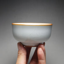 Load image into Gallery viewer, 110ml Wide Moon White Ruyao Teacup 汝窑月白宽口圆柱杯
