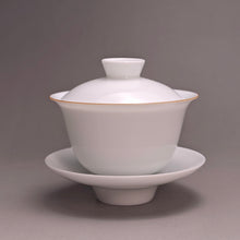 Load image into Gallery viewer, 110ml Classic Jingdezhen Porcelain Gaiwan with Brown Rim 甜白小福圆盖碗
