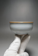 Load image into Gallery viewer, 110ml Wide Moon White Ruyao Teacup 汝窑月白宽口圆柱杯
