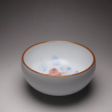 Load image into Gallery viewer, 110ml Hand Painted Goldfish Moon White Ruyao Teacup 汝窑月白金鱼杯
