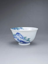 Load image into Gallery viewer, 110ml Qinghua Fanggu Jingdezhen Porcelain Teacup by KuangShi 艺品青花小碗杯
