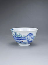 Load image into Gallery viewer, 110ml Qinghua Fanggu Jingdezhen Porcelain Teacup by KuangShi 艺品青花小碗杯
