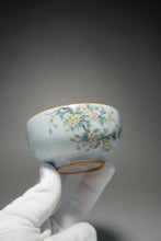Load image into Gallery viewer, Fencai Hand Painted Blossoms Moon White Ruyao Teacup 粉彩花卉杯 115ml
