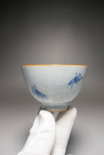Load image into Gallery viewer, 120ml Qinghua Crickets Moon White Ruyao Teacup 月白汝窑蟋蟀杯
