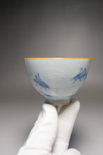 Load image into Gallery viewer, 120ml Qinghua Big Cricket Moon White Ruyao Teacup 月白汝窑蟋蟀杯
