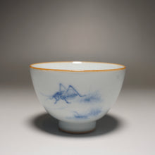 Load image into Gallery viewer, 120ml Qinghua Big Cricket Moon White Ruyao Teacup 月白汝窑蟋蟀杯

