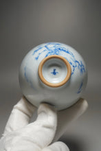 Load image into Gallery viewer, 120ml Qinghua Fishing Boat Moon White Ruyao Teacup 月白汝窑渔舟杯
