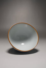 Load image into Gallery viewer, 120ml Qinghua Fishing Boat Moon White Ruyao Teacup 月白汝窑渔舟杯
