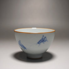 Load image into Gallery viewer, 120ml Qinghua Crickets Moon White Ruyao Teacup 月白汝窑蟋蟀杯
