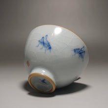 Load image into Gallery viewer, 120ml Qinghua Crickets Moon White Ruyao Teacup 月白汝窑蟋蟀杯
