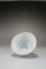 Load image into Gallery viewer, 120ml Qinghua Chrysanthemum and Butterfly Moon White Ruyao Teacup no.2 月白菊花蝶杯
