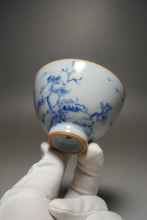 Load image into Gallery viewer, 120ml Qinghua Fishing Boat Moon White Ruyao Teacup 月白汝窑渔舟杯
