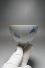 Load image into Gallery viewer, 120ml Qinghua Crickets Moon White Ruyao Teacup 月白汝窑蟋蟀杯
