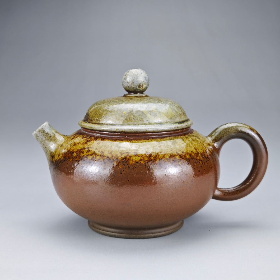 Wood Fired Bian Fanggu Nixing Teapot by Li Wenxin  李文新柴烧坭兴扁仿古 125ml