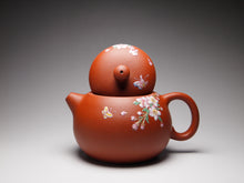 Load image into Gallery viewer, Zhuni Xishi Yixing Teapot with Diancai Blossom and Butterfly 点彩朱泥西施壶 115ml
