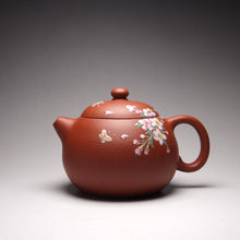 Load image into Gallery viewer, Zhuni Xishi Yixing Teapot with Diancai Blossom and Butterfly 点彩朱泥西施壶 115ml
