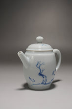 Load image into Gallery viewer, Qinghua Bird and Fish Jingdezhen Porcelain Tall Teapot 青花手绘高士壶 150ml
