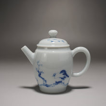 Load image into Gallery viewer, Qinghua Bird and Fish Jingdezhen Porcelain Tall Teapot 青花手绘高士壶 150ml
