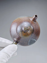 Load image into Gallery viewer, Wood Fired Lao Zini Mellon Yixing Teapot with Ash Glaze Tear 柴烧老紫泥匏瓜 150ml
