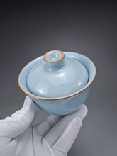 Load image into Gallery viewer, Azure Ruyao Yuanbao Gaiwan 汝窑天青元宝盖碗
