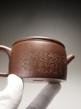 Load image into Gallery viewer, Fully Handmade Lao Duanni Hanwa Yixing Teapot with Fish Carving by Wang Kaili 全手工王凯丽制老段泥鱼乐汉瓦 150ml
