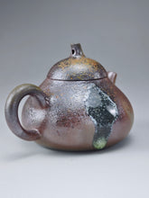 Load image into Gallery viewer, Wood Fired Lao Zini Mellon Yixing Teapot with Ash Glaze Tear 柴烧老紫泥匏瓜 150ml
