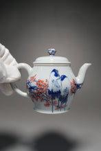 Load image into Gallery viewer, Qinghua Blossoms and Cranes Jingdezhen Fine Porcelain Teapot by Master KuangShi 150ml
