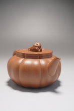 Load image into Gallery viewer, Fully Handmade Jiangpo-Hongni Jingwen Lion Head Yixing Teapot by Feng Tao 全手工冯涛降坡红泥筋纹狮球 150ml
