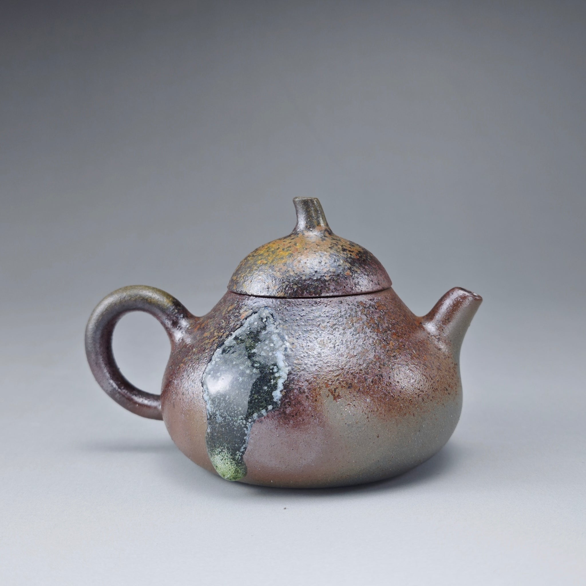 Wood Fired Lao Zini Mellon Yixing Teapot with Ash Glaze Tear 柴烧