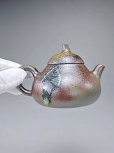 Load image into Gallery viewer, Wood Fired Lao Zini Mellon Yixing Teapot with Ash Glaze Tear 柴烧老紫泥匏瓜 150ml
