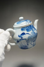 Load image into Gallery viewer, Qinghua Duck and Lotus Jingdezhen Fine Porcelain Teapot by Master KuangShi 150ml
