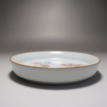 Load image into Gallery viewer, Moon White Ruyao Saucer with Gold Fish 青花月白汝窑双鱼壶承
