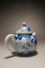 Load image into Gallery viewer, Qinghua Flowers Jingdezhen Fine Porcelain Duoqiu Teapot by Master KuangShi 青花匡石手绘掇球 220ml
