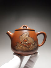 Load image into Gallery viewer, Tall Shipiao Nixing Teapot with Carving by Li Changquan 黎昌权刻绘坭兴石瓢 220ml
