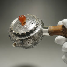 Load image into Gallery viewer, 999 Pure Silver Handmade Side Handle Teapot 全手工刹寂风侧把银壶 220ml
